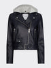 TOMMY HILFIGER HOODED LEATHER BIKER JACKET