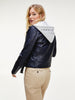 TOMMY HILFIGER HOODED LEATHER BIKER JACKET