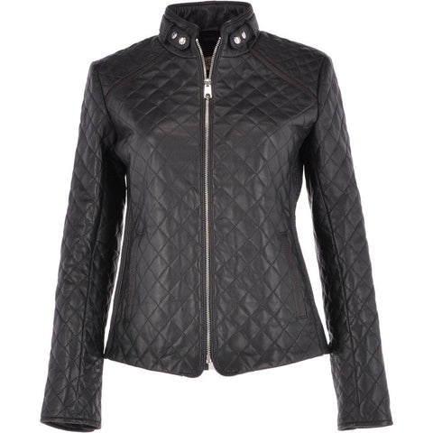 Ashwood Diamond Quilted Leather Biker Jacket Kinsley
