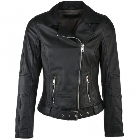Brampton London Belted Biker Jacket Black : Brielle