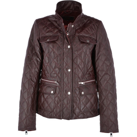 Brampton Diamond Quilted Leather Burgundy Jacket Austen