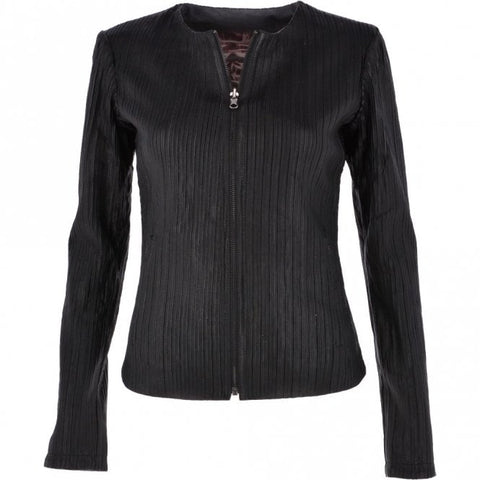 Estimo  2 in 1 Reversible Leather Jacket Black Tiana