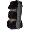 Estimo Mongolian Style Gold Studded Leather And Long Haired Fur Trim Coat Black : Zenabia