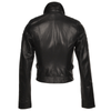 Estimo Short Cropped Vegetable Tanned Leather Biker Jacket Black : Daniela