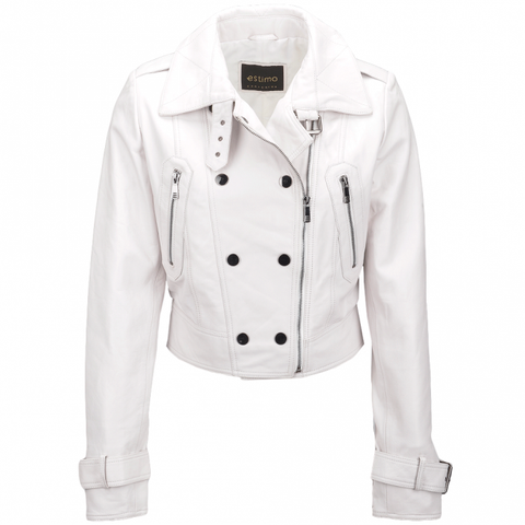 Estimo Short Vegetable Tanned Leather Biker Jacket  Sabine