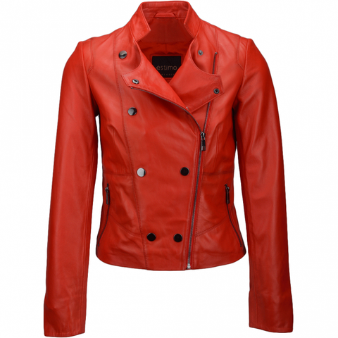 Estimo Vegetable Tanned Leather Biker Jacket Rosabel