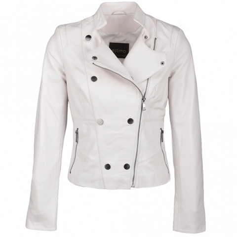 Estimo Vegetable Tanned Leather Biker Jacket  Rosabel