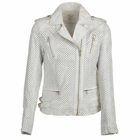 Ashwood  Leather Biker Jacket White : Aingeal