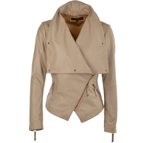 Brampton London Leather Jacket Beige : Amaranth