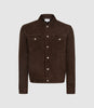 REISS JAGGER SUEDE TRUCKER JACKET CHOCOLATE
