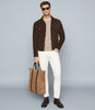 REISS JAGGER SUEDE TRUCKER JACKET CHOCOLATE