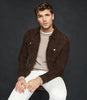 REISS JAGGER SUEDE TRUCKER JACKET CHOCOLATE