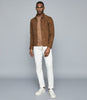 REISS MARLO SUEDE ZIP THROUGH JACKET TOBACCO