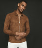 REISS MARLO SUEDE ZIP THROUGH JACKET TOBACCO