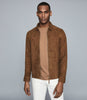 REISS MARLO SUEDE ZIP THROUGH JACKET TOBACCO