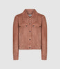 REISS NINA SUEDE TRUCKER JACKET PALE PINK