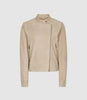 REISS OLIVIA SUEDE BIKER JACKET NEUTRAL