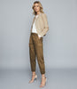 REISS OLIVIA SUEDE BIKER JACKET NEUTRAL