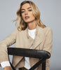 REISS OLIVIA SUEDE BIKER JACKET NEUTRAL